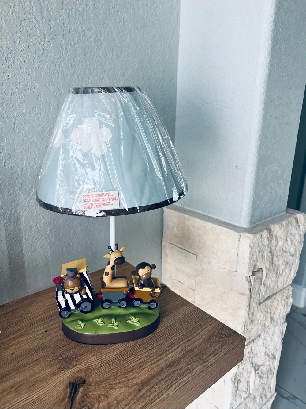Target Kids Animal Train Table Lamp in Light Blue and Multi